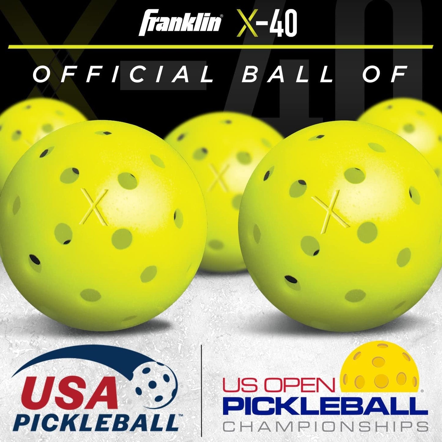 X-40 Outdoor Pickleballs - Official Ball of USA Pickleball, APP Tour + Pickleball US Open - 3 Packs, 12 Packs, 36 Pickleball Buckets, 50, 100 + 400 Bulk Packs of Regulation Pickleballs
