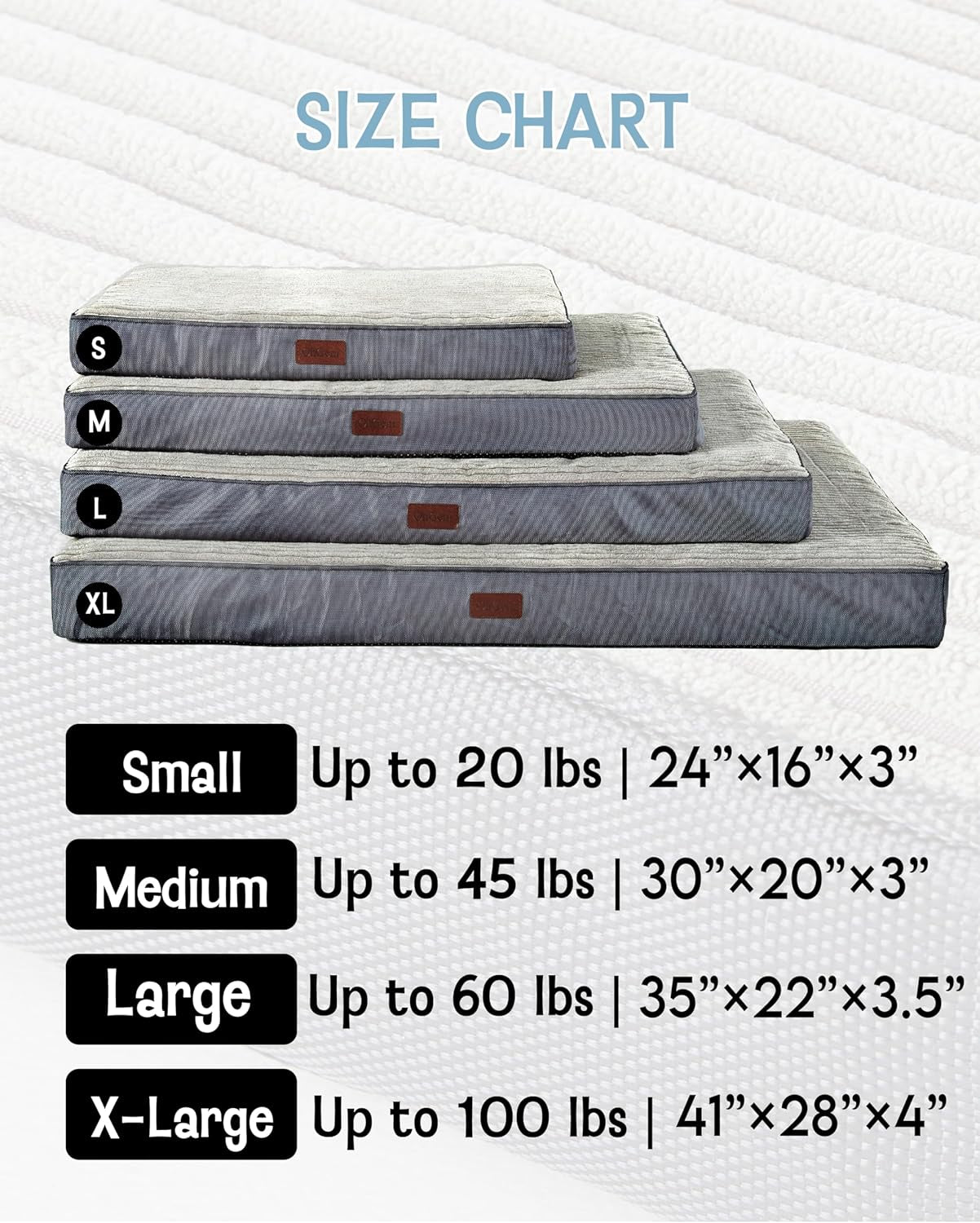 35" Washable Waterproof Dog Bed – Non-Slip, Orthopedic Foam, Removable Cover (Gray)