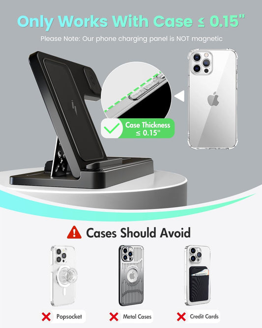 Wireless Charger Iphone Charging Station: 3 in 1 Charger Stand Multiple Devices for Apple - Iphone 16E 16 15 14 Pro Max 13 12 11 - Watch 10 9 8 7 6 5 4 3 2 SE and Ultra Series - Airpods 4 3 2 Pro