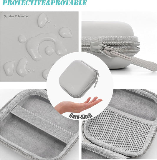 Portable Hard-Shelled Travel Case for Apple Macbook Charger, Small PU Leather Electronics Organizer Waterproof Storage Bag for Laptop Accessories, Magic Mouse, Power Bank, Charging Cords(Black)