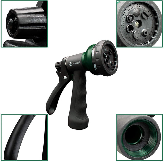 -Garden-Hose-Nozzle, ABS Water Spray Nozzle with 7 Adjustable Watering Patterns, Slip Resistant for Watering Plants, Lawn& Garden, Washing Cars, Cleaning, Showering Pets & Outdoor Fun.