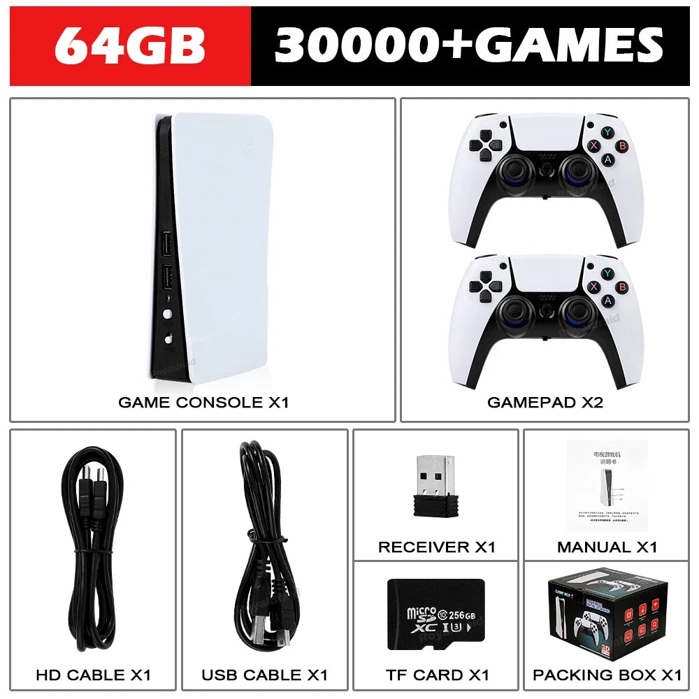 GB5 Video Game Console 256GB/128GB/64G 50000 + Retro Games HD TV Game Box 5 Two Gamepads for PS1/PPSPP/MAME Arcade Gaming Stick
