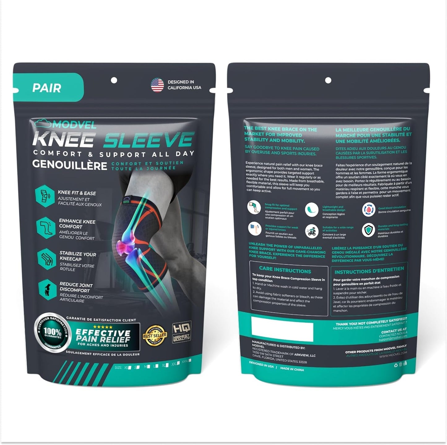 Compression Knee Brace 2-Pack – Support Sleeve for Knee Pain Relief (Unisex)
