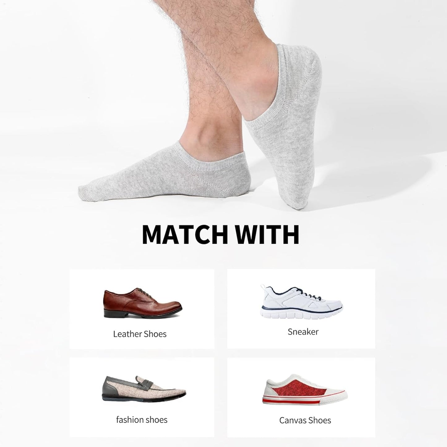 6/10 Pairs Non Slip No Show Socks Womens and Mens Low Cut Invisible Liner Ankle Socks