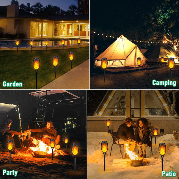 Solar Lights Outdoor, Solar Torch Light with Flickering Flame for Garden Decor, Solar Garden Lights, Waterproof Outdoor Lighting, Flame Torches for outside Patio Pathway Yard Decorations