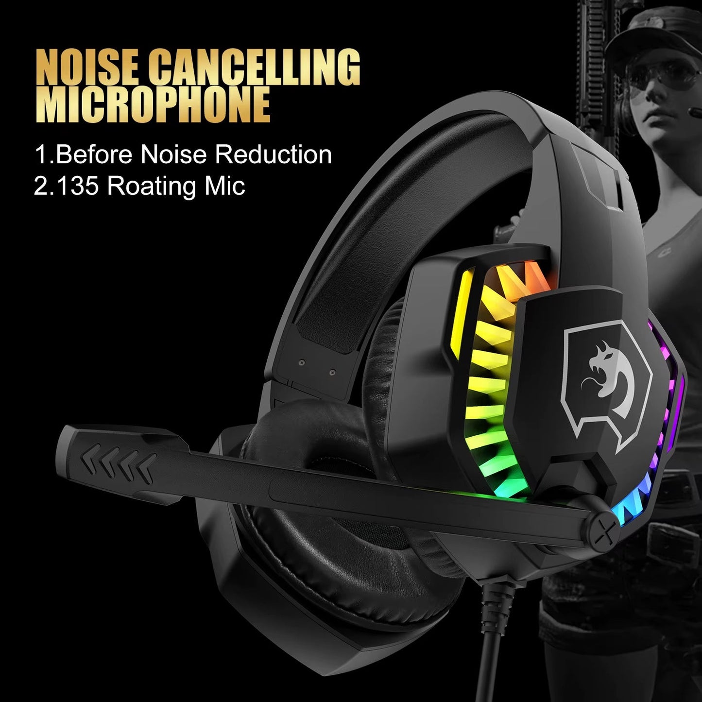 MANBASNAKE T11 Wired Gaming Keyboard and Mouse Headset Combo,Rainbow LED Backlit Wired Keyboard