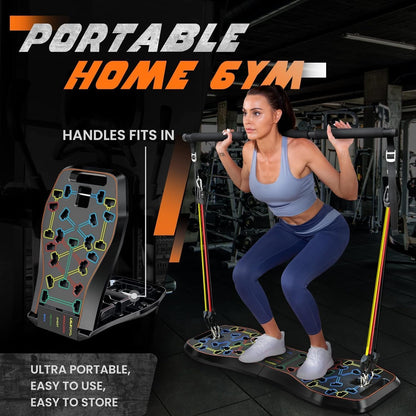 25-In-1 4Rd Generation Push up Board - Multi-Functional Foldable Gym System with Resistance Bands, Pilates Bar & Pulleys, Portable Workout Equipment for Men & Women, Chest/Back/Abs Training