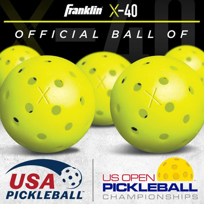 X-40 Outdoor Pickleballs - Official Ball of USA Pickleball, APP Tour + Pickleball US Open - 3 Packs, 12 Packs, 36 Pickleball Buckets, 50, 100 + 400 Bulk Packs of Regulation Pickleballs