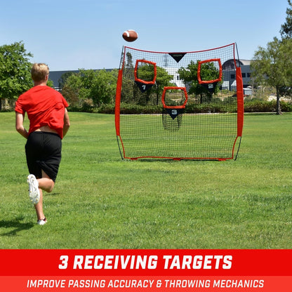 Football Throwing Net - 8 X 8 Ft or 6 X 6 Ft Nets - Choose Black or Red