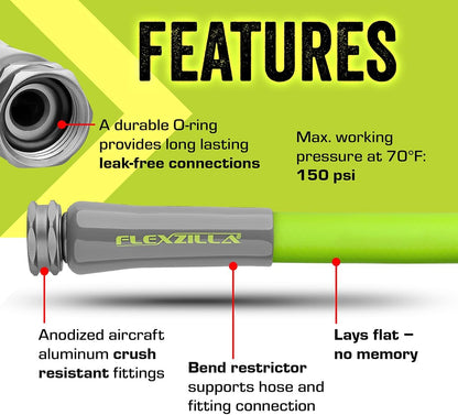 Garden Hose 5/8 In. X 50 Ft, Heavy Duty, Lightweight, Durable, Zillagreen - HFZG550YW-E