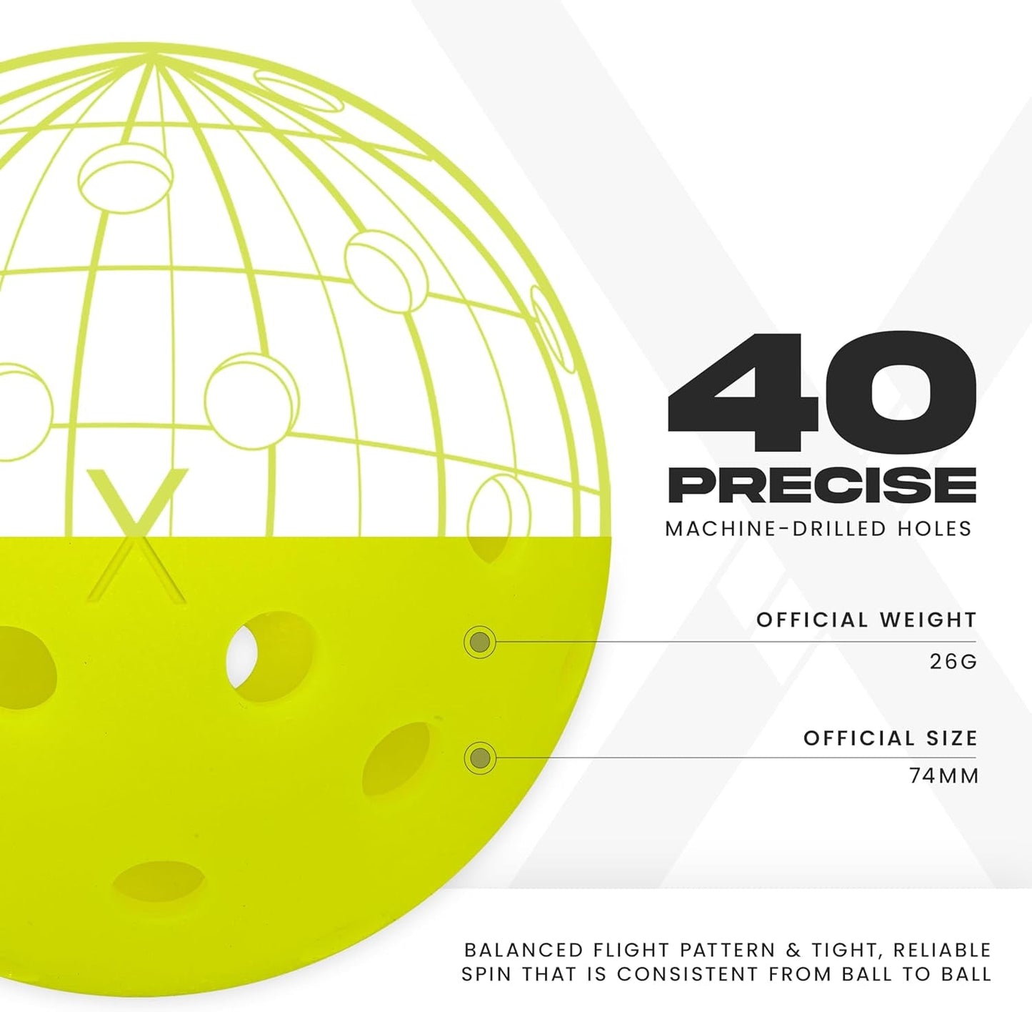 X-40 Outdoor Pickleballs - Official Ball of USA Pickleball, APP Tour + Pickleball US Open - 3 Packs, 12 Packs, 36 Pickleball Buckets, 50, 100 + 400 Bulk Packs of Regulation Pickleballs