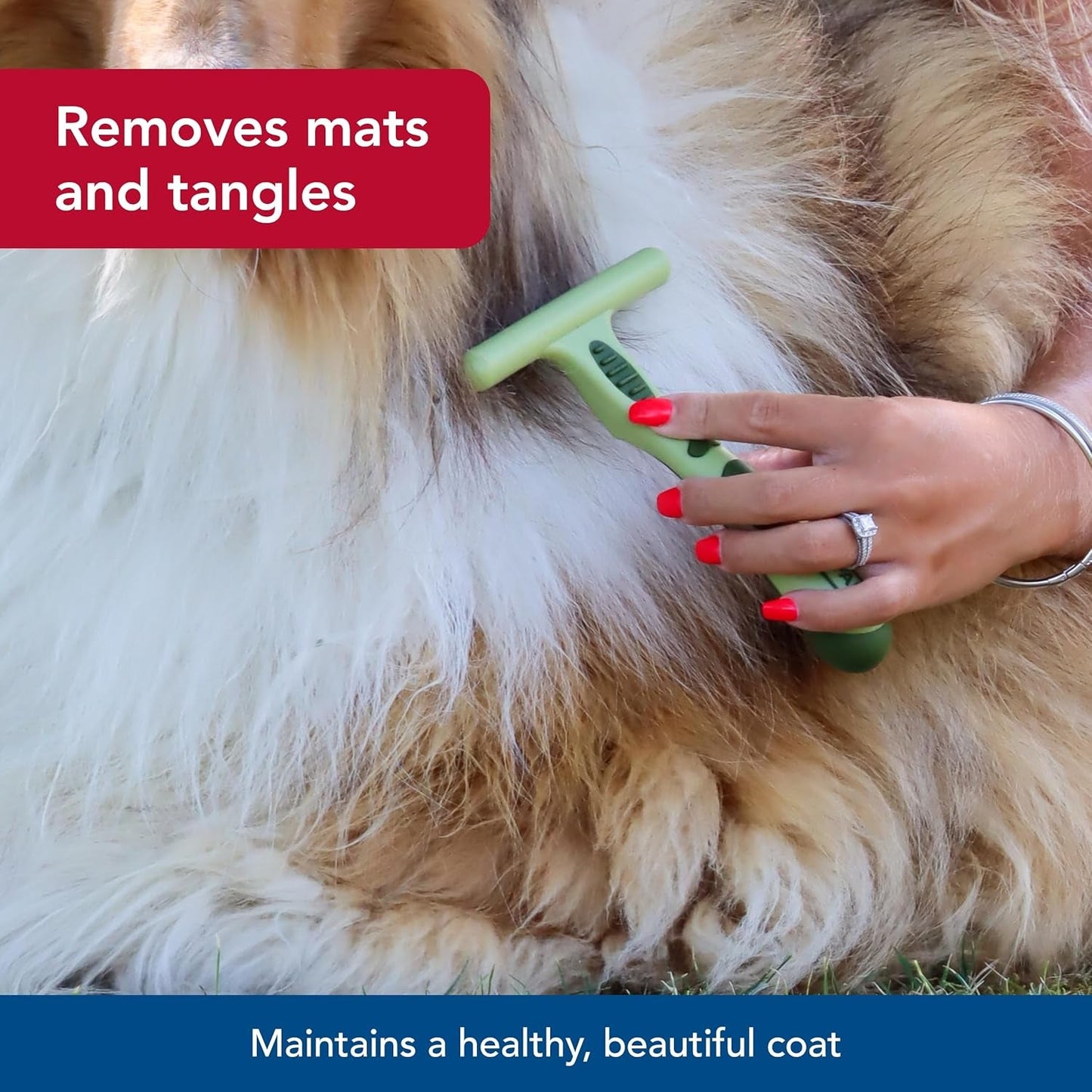 Pet Safari Single Row Undercoat Rake - Gentle Dematting and Deshedding Tool for Dogs, Pet Grooming Comb