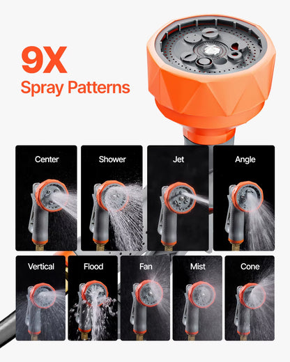 VEVOR Retractable Garden Hose Reel Wall Mounted Hose Reel Heavy Duty Garden Hose Reel with 9 Patterns Nozzle 180°Swivel Bracket