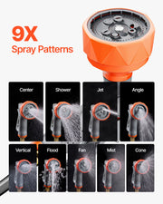 VEVOR Retractable Garden Hose Reel Wall Mounted Hose Reel Heavy Duty Garden Hose Reel with 9 Patterns Nozzle 180°Swivel Bracket