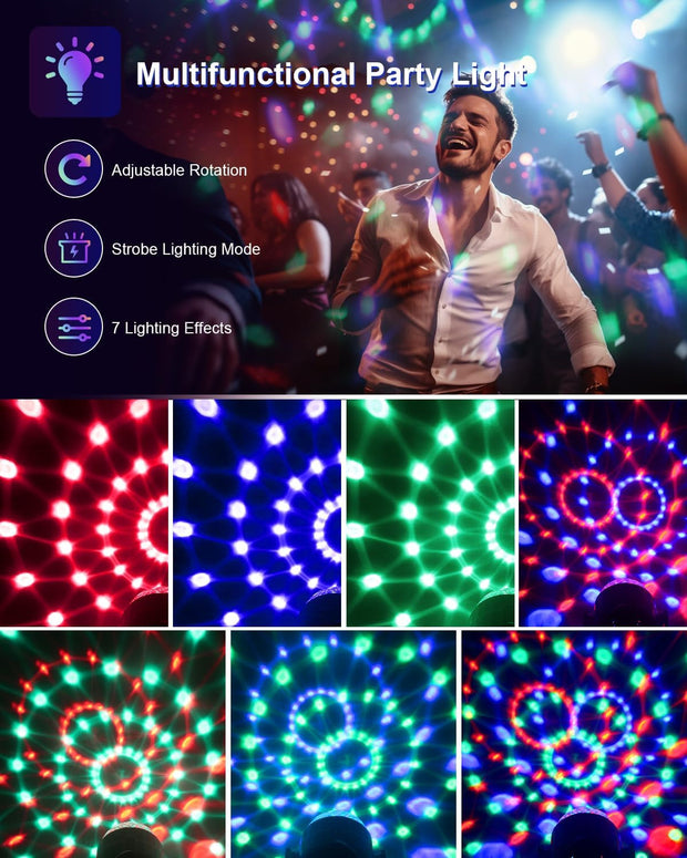 Sound Activated Party Lights with Remote DJ Lighting, Disco Ball Strobe Stage Light for Home Room Dance Parties Birthday Karaoke Stocking Stuffers New Years Eve Halloween Christmas Decorations