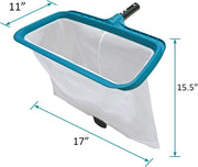 Professional Pool Skimmer Net, Heavy Duty Swimming Leaf Rake Cleaning Tool with Deep Fine Nylon Mesh Net Bag - Fast Cleaning,Easy Scoop Edge,Debris Pickup Removal