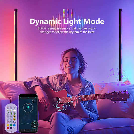 1/2 Pack Corner Floor Lights -16Million DIY Color Changing, RGB Smart Modern Lights with Remote Control and APP Control USB Plug