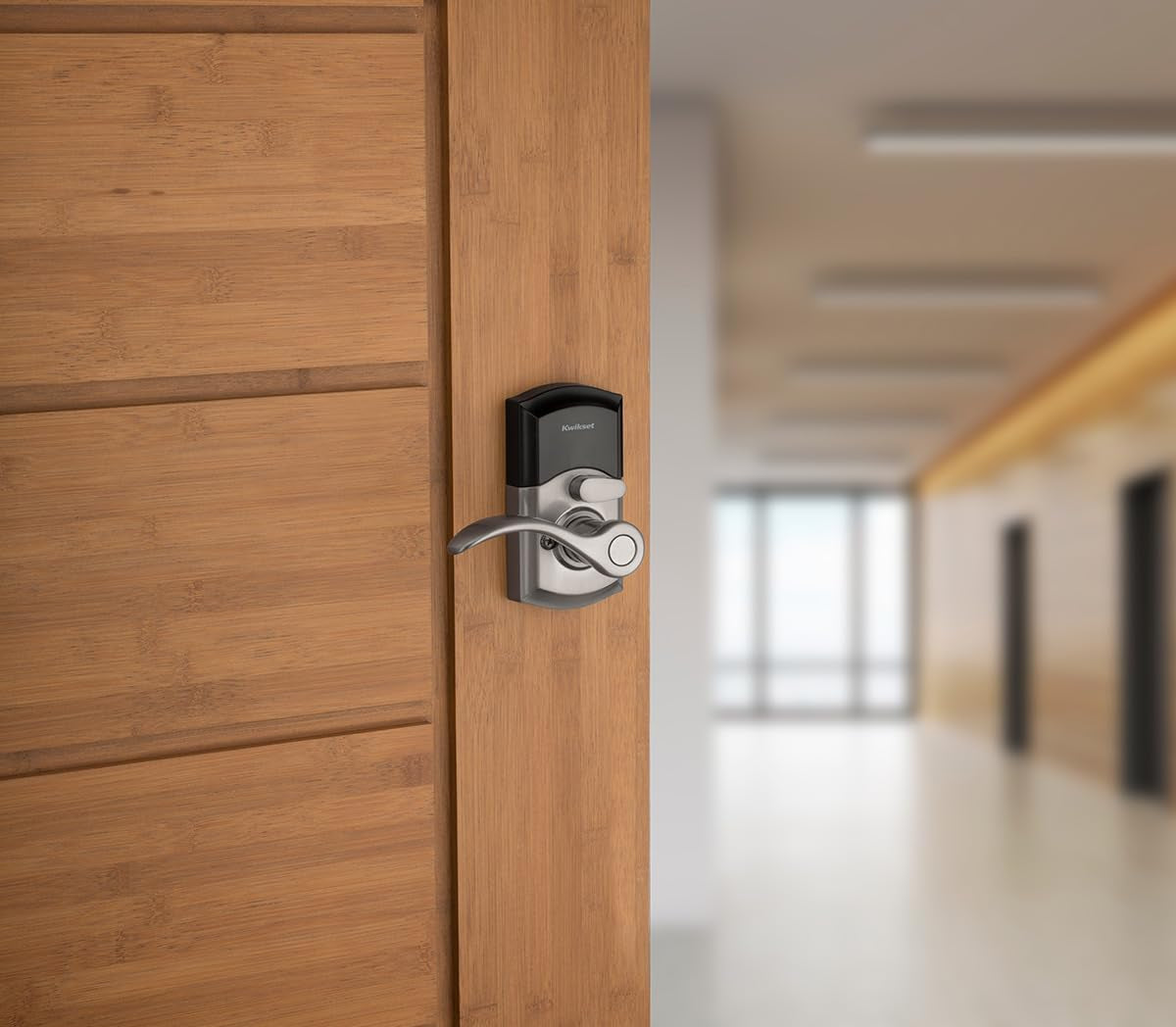 Smartcode 955 Pembroke Light Commercial 10-Button Keypad Electronic Lever, Featuring Convenient Keyless Entry, 3-Year Batter Life and High Traffic Durability Satin Nickel