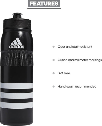 750 ML (28 Oz) Stadium Refillable Plastic Sport Water Bottle, Black/White, One Size