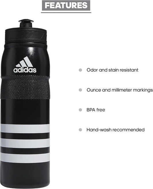 750 ML (28 Oz) Stadium Refillable Plastic Sport Water Bottle, Black/White, One Size