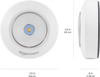 LED Puck Lights, Battery Operated, 50 Lumens 2 Pack, Tap Light, Stick on Lights, under Cabinet Lighting, Ideal for Kitchen Cabinets, Closets, Garage and More, White