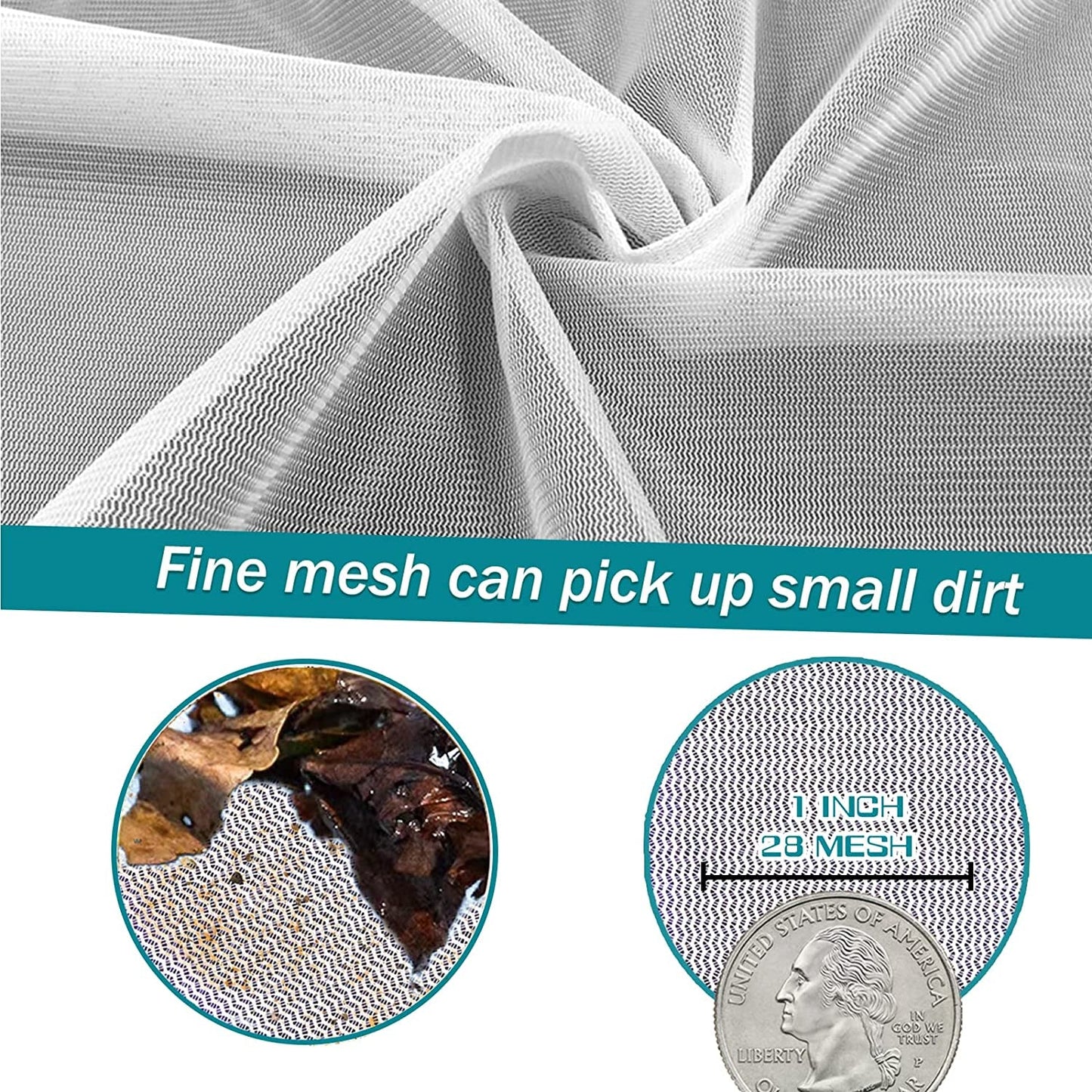 Professional Pool Skimmer Net, Heavy Duty Swimming Leaf Rake Cleaning Tool with Deep Fine Nylon Mesh Net Bag - Fast Cleaning,Easy Scoop Edge,Debris Pickup Removal