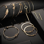 Simple Bar Jewelry Set Vertical Bar Necklace Earrings Adjustable Cuff Bracelet for Women