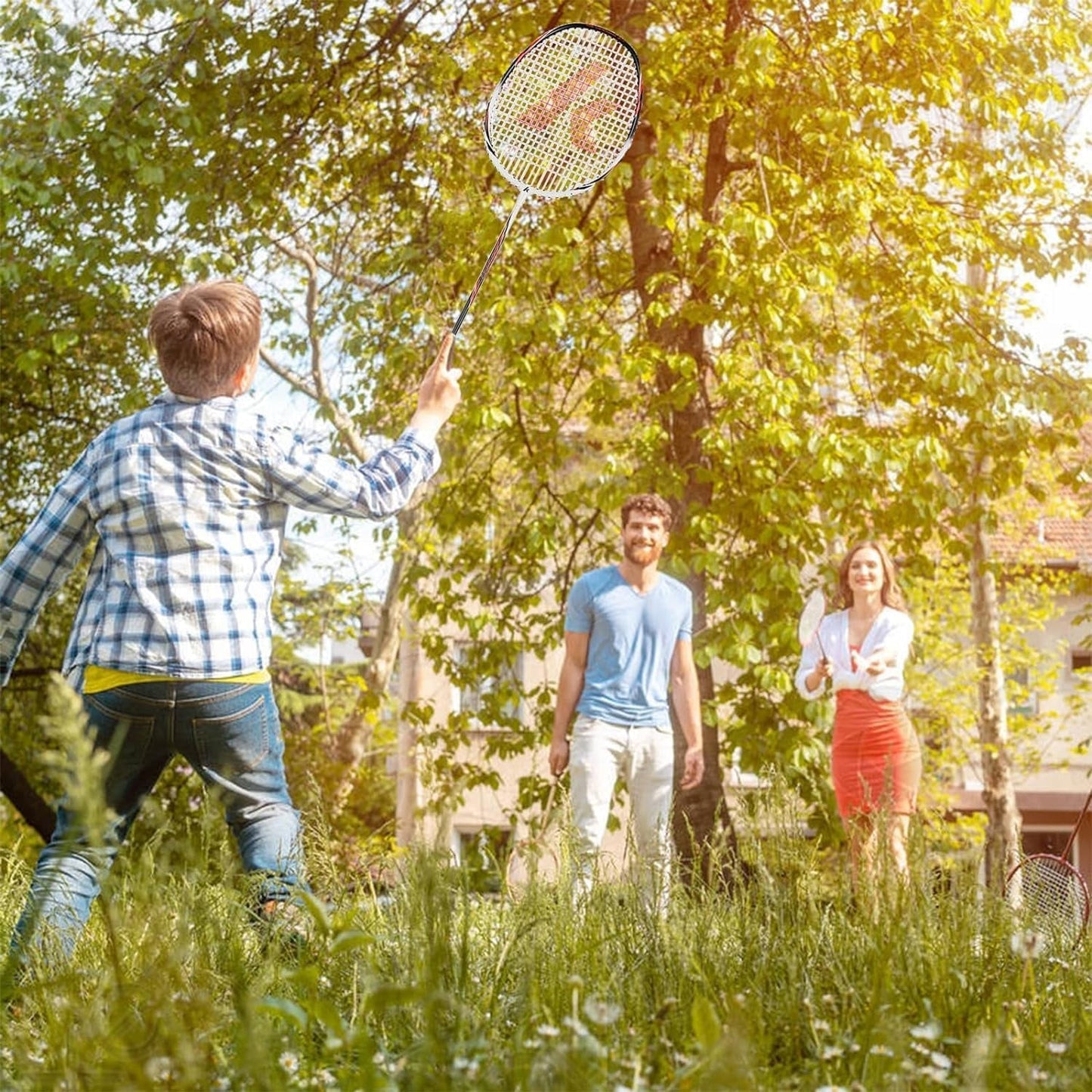 Badminton Racket Professional Graphite Shaft Badminton Set 2 Super Lightweight Shuttlecock Racquet for Training, Sports and Entertainment