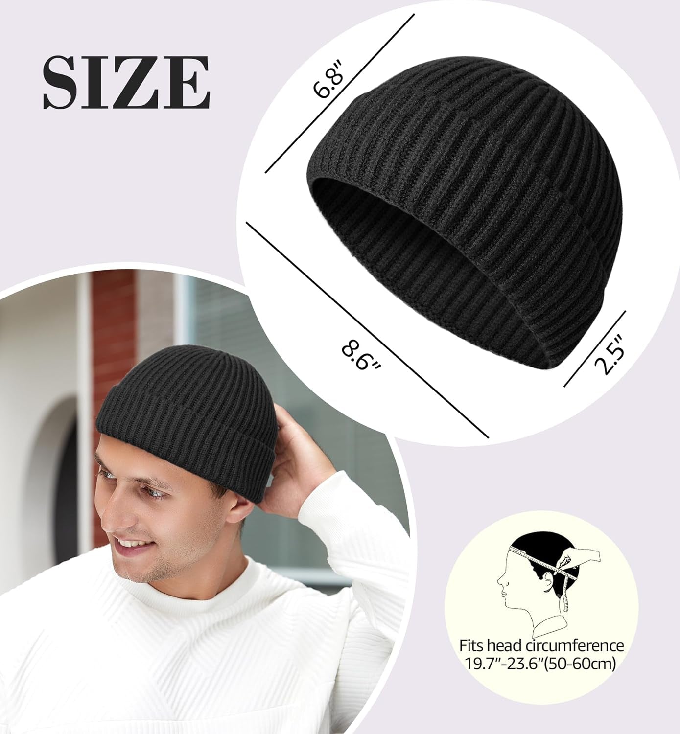 Fisherman Beanie for Men Women, Knit Trawler Beanie Watch Hats Winter Caps