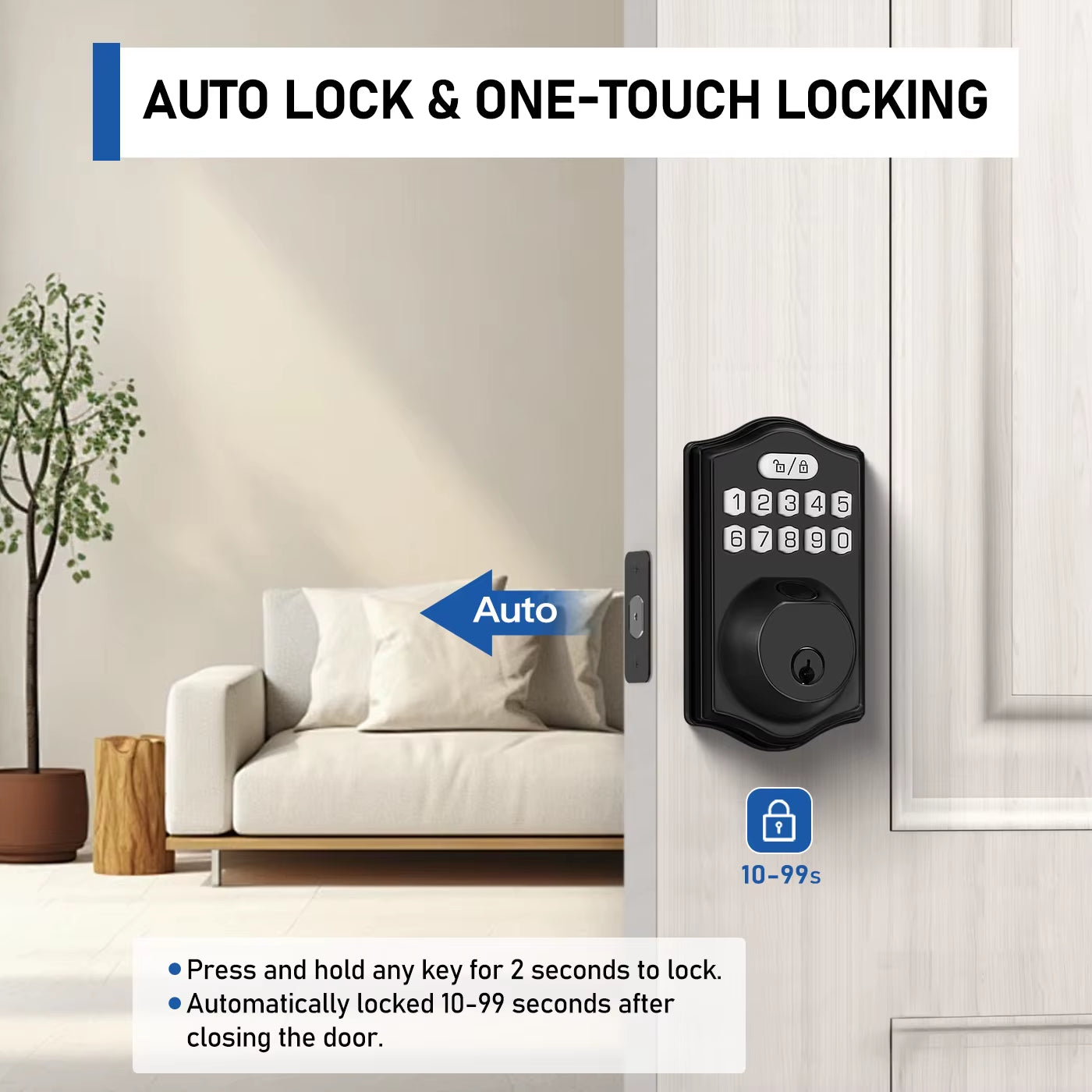 Fingerprint Door Lock Smart Keypad Deadbolt Keyless Entry Door Lock Electronic Keypad Lock Easy to Install Ideal for Entry
