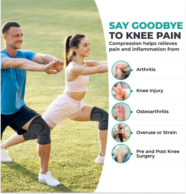 Compression Knee Brace 2-Pack – Support Sleeve for Knee Pain Relief (Unisex)