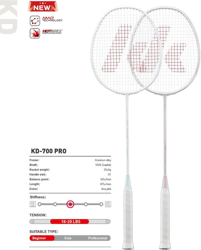 Badminton Racket Professional Graphite Shaft Badminton Set 2 Super Lightweight Shuttlecock Racquet for Training, Sports and Entertainment