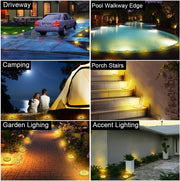 Solar Powered 8 Pack Outdoor LED Disk Lights - IP68 Waterproof, Non-Slip, Wear-Resistant Pathway Lights (Warm White)