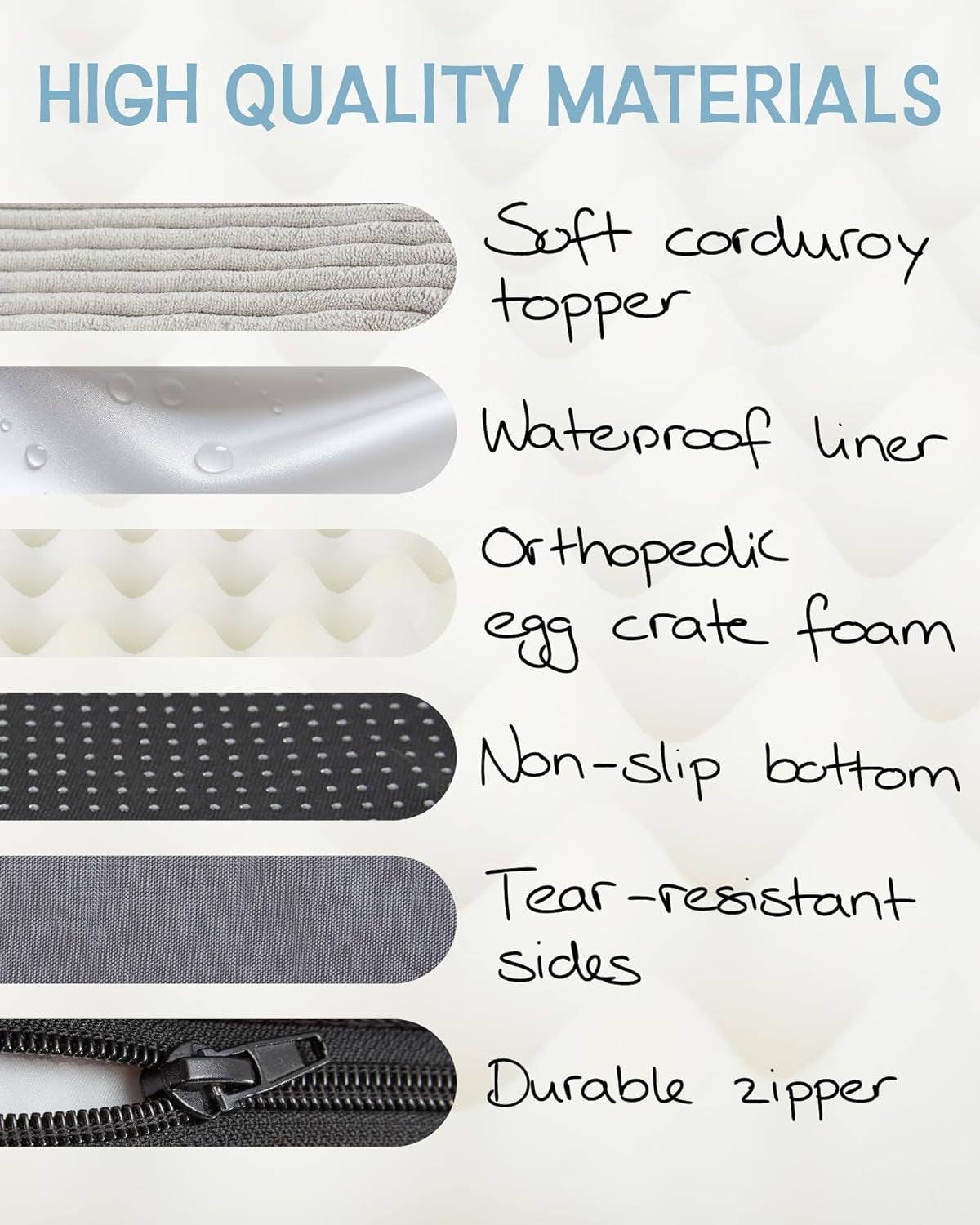 35" Washable Waterproof Dog Bed – Non-Slip, Orthopedic Foam, Removable Cover (Gray)