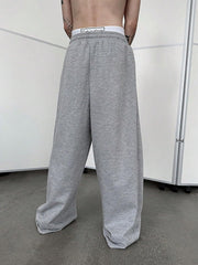 Men'S Baggy Pants Wide Leg Drawstring Waist Loose Sweatpants with Pockets