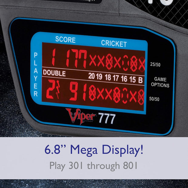 by GLD Products 777 Electronic Dartboard Sport Size over 40 Games Auto-Scoring LCD Cricket Display Impact-Tough Target for Lasting Durability and Ultra-Thin Spider for Fewer Bounce Outs with Soft Tip Darts, Black, One Size