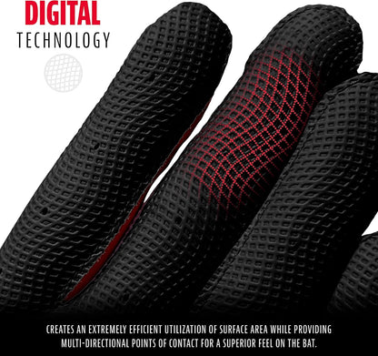 MLB Youth Batting Gloves - Digitek Camo Baseball + Softball - Premium Leather - Many Sizes + Colors - Youth