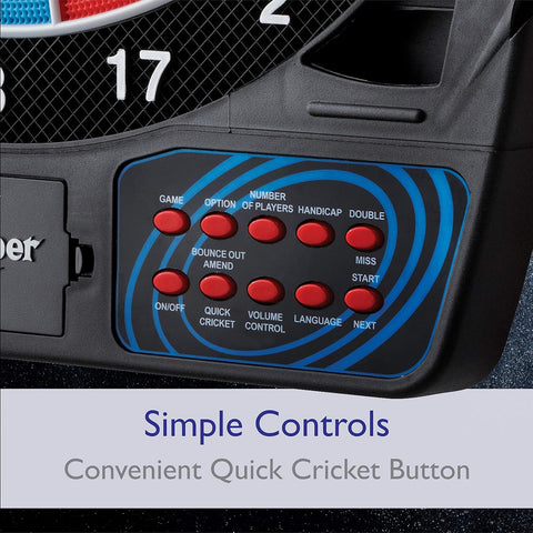 by GLD Products 777 Electronic Dartboard Sport Size over 40 Games Auto-Scoring LCD Cricket Display Impact-Tough Target for Lasting Durability and Ultra-Thin Spider for Fewer Bounce Outs with Soft Tip Darts, Black, One Size