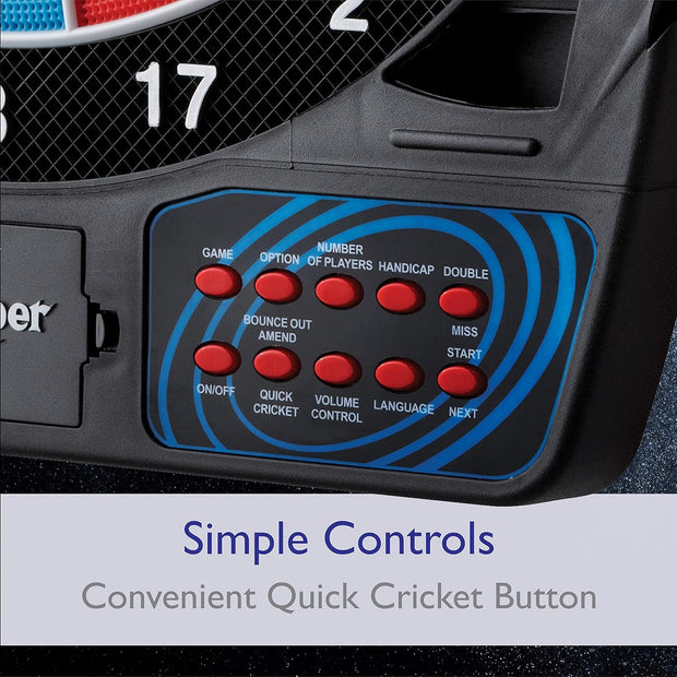 by GLD Products 777 Electronic Dartboard Sport Size over 40 Games Auto-Scoring LCD Cricket Display Impact-Tough Target for Lasting Durability and Ultra-Thin Spider for Fewer Bounce Outs with Soft Tip Darts, Black, One Size