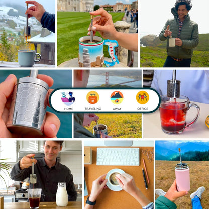 Original Coffee & Tea Maker – Portable Stainless Steel Micro French Press – Patented 3-In-1 Technology for Hot, Iced & Cold Brew – Perfect for Home, Camping & Travel (UPGRADED V2)