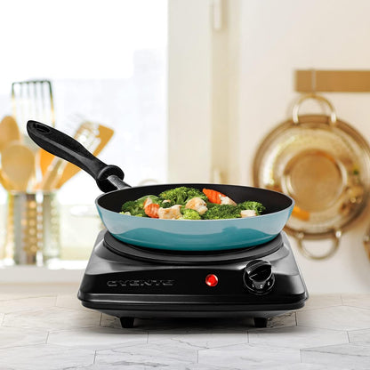 Countertop Infrared Single Burner, 1000W Electric Hot Plate with 7” Ceramic Glass Cooktop, 5 Level Temperature Setting & Easy to Clean Base, Compact Stove for Home Dorm Office, Black BGI101B