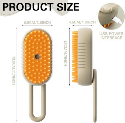 4 in 1 Cat Steam Brush for Shedding, Rechargeable Steam Pet Brush for Dog and Cat, Anti-Static, Massage, Cleaning, Shedding & Combing All in One!(Brown)