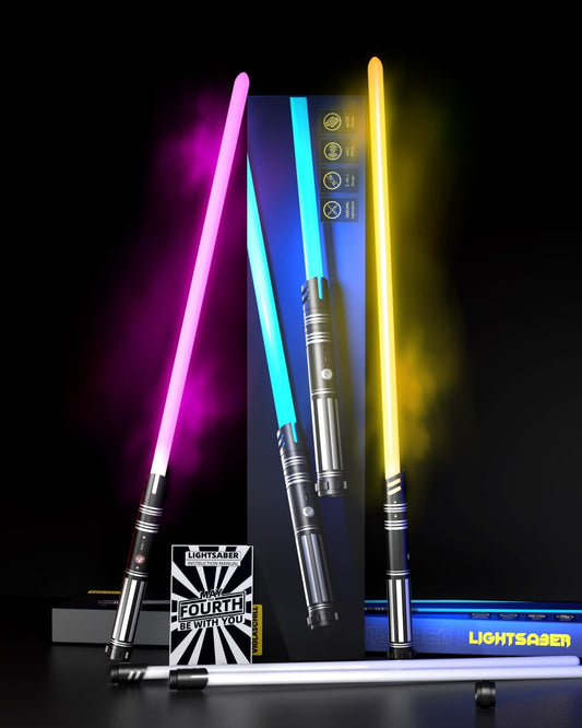 Dueling Light Saber FX Lightsaber 2 Pack Rechargeable 24 Colors 6 Modes Sounds 2-in-1 Detachable Light Saber Toy for Kids and Adults Christmas Halloween Present