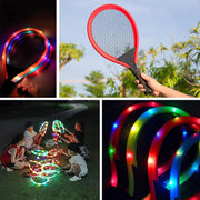 Led Light-Up Oversized Badminton Set with 2 Player Grip Tapes Badminton Racket 2/4 PCS Light-Up Shuttlecocks, Family Entertainment Outdoor Night Light Training LED Badminton Racket Sets Sport