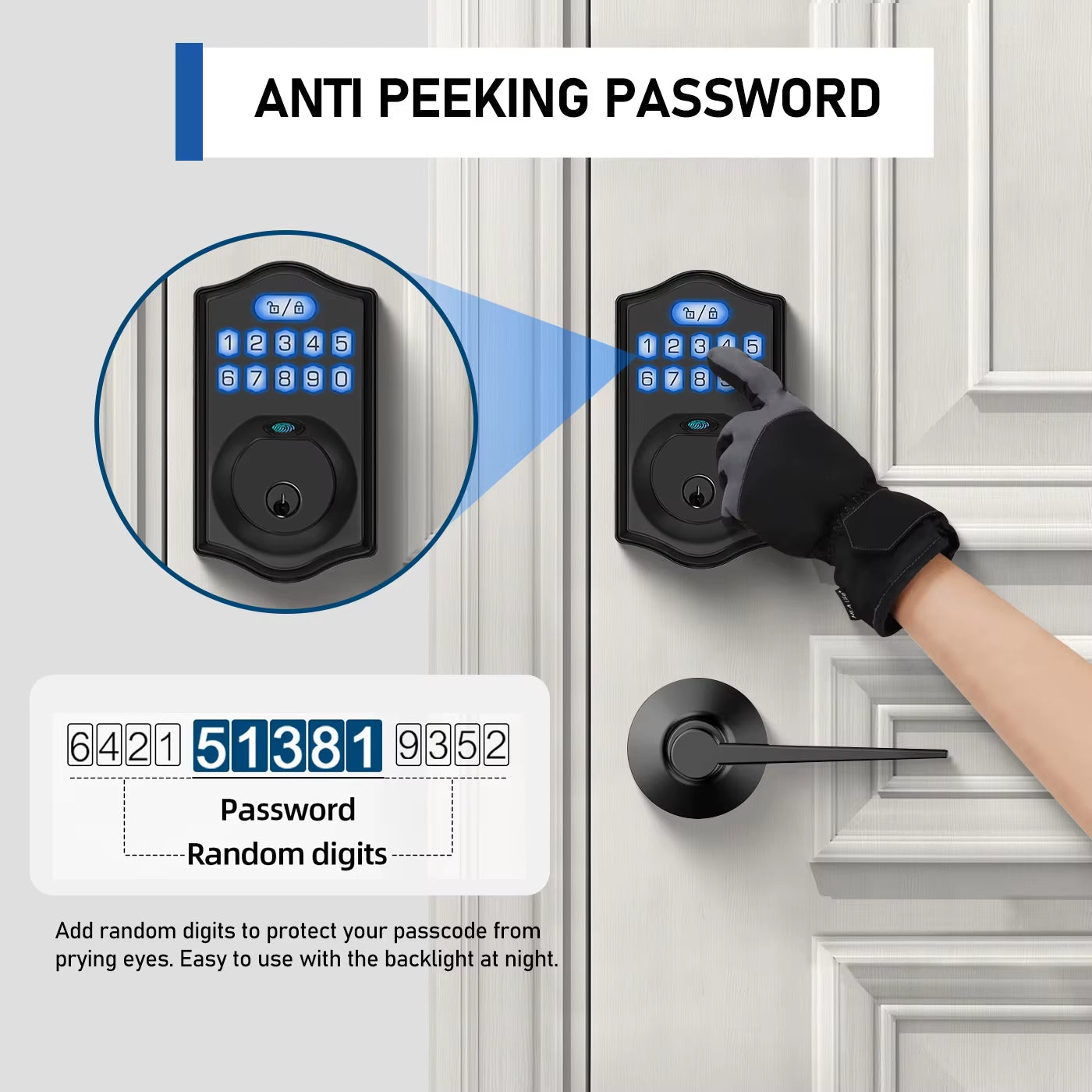 Fingerprint Door Lock Smart Keypad Deadbolt Keyless Entry Door Lock Electronic Keypad Lock Easy to Install Ideal for Entry