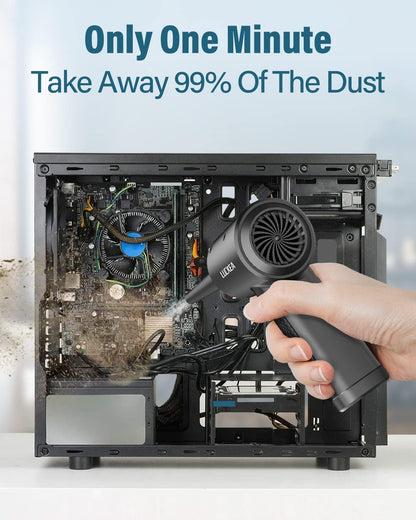 Electric Compressed Air Duster Cleaner for PC - Rechargeable 6000mAH Air Blower for Laptop Electronics, Compressed Air for Computer Keyboard Car Cleaning, Alternative to Canned Air Duster