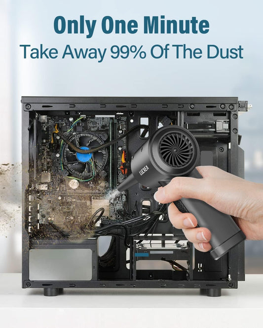 Electric Compressed Air Duster Cleaner for PC - Rechargeable 6000mAH Air Blower for Laptop Electronics, Compressed Air for Computer Keyboard Car Cleaning, Alternative to Canned Air Duster