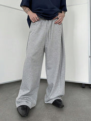 Men'S Baggy Pants Wide Leg Drawstring Waist Loose Sweatpants with Pockets