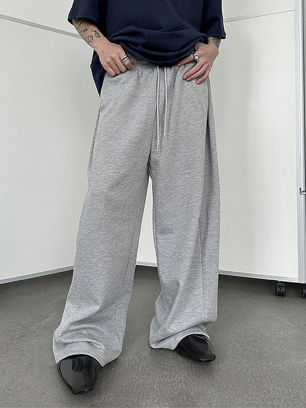 Men'S Baggy Pants Wide Leg Drawstring Waist Loose Sweatpants with Pockets
