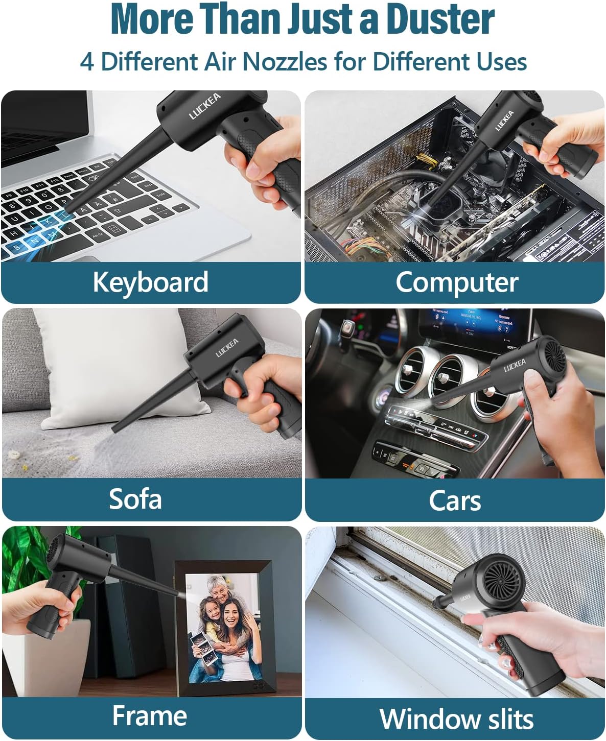 Electric Compressed Air Duster Cleaner for PC - Rechargeable 6000mAH Air Blower for Laptop Electronics, Compressed Air for Computer Keyboard Car Cleaning, Alternative to Canned Air Duster